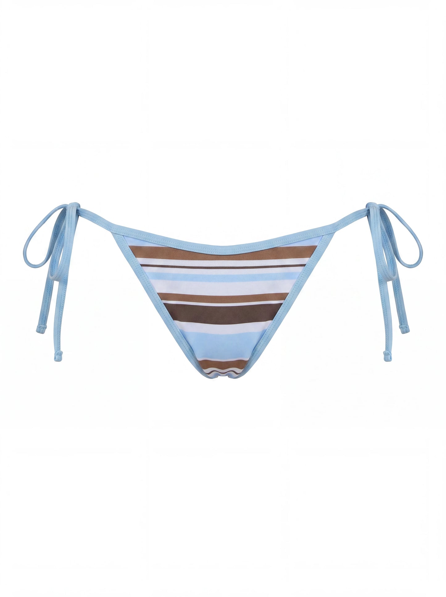bikini tipo braga clasica rayas azul y marron