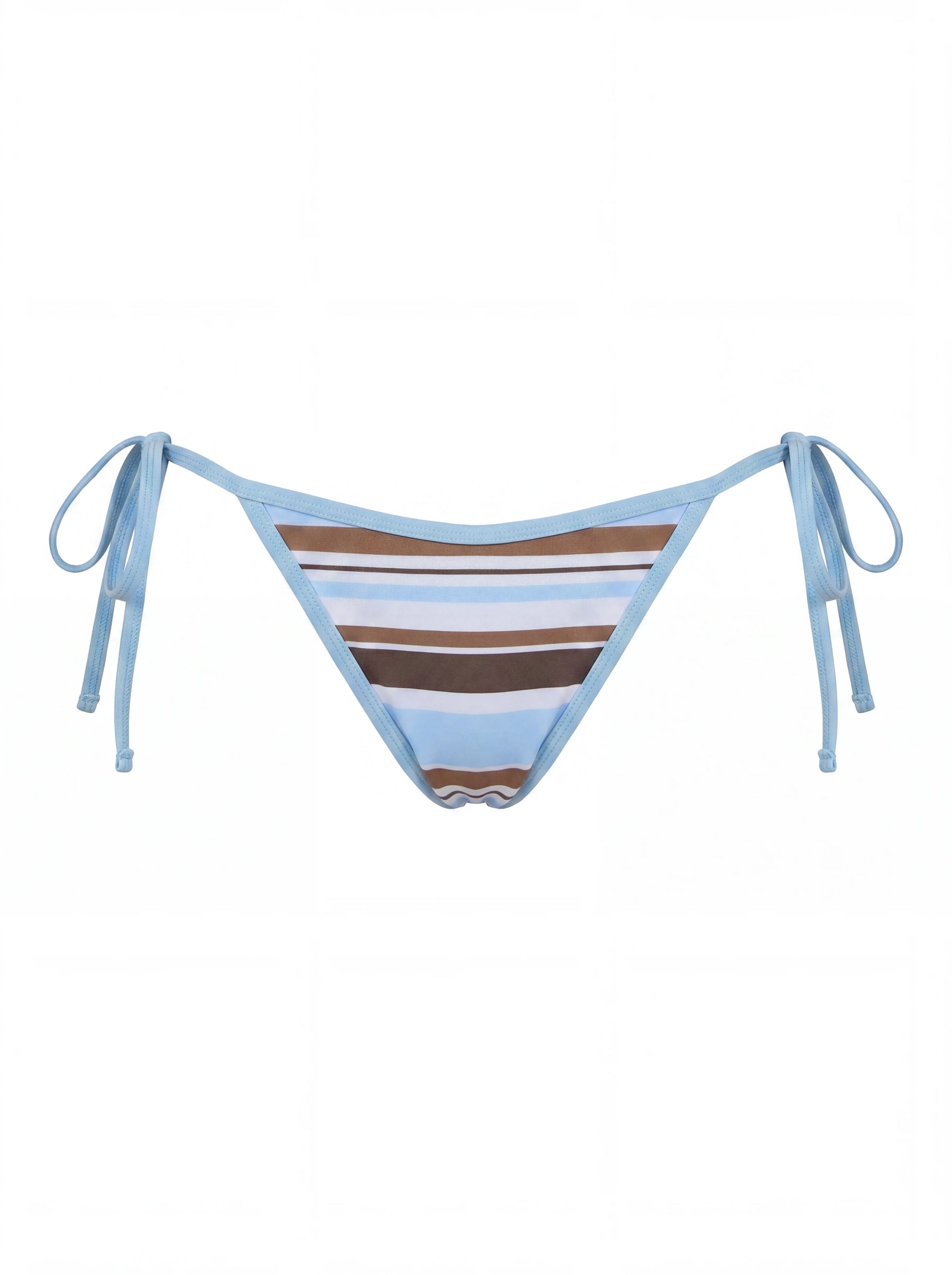 bikini tipo braga clasica rayas azul y marron