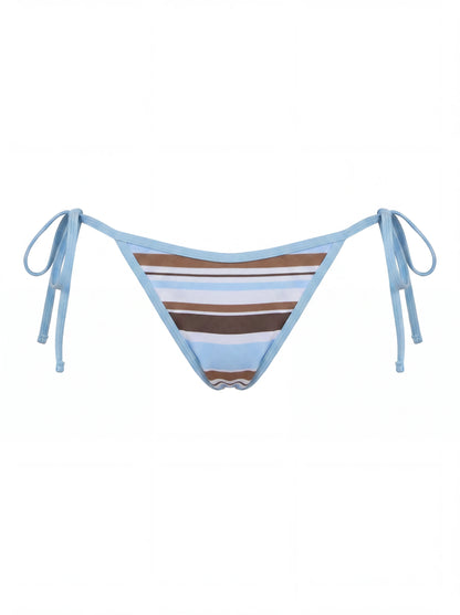 bikini tipo braga clasica rayas azul y marron