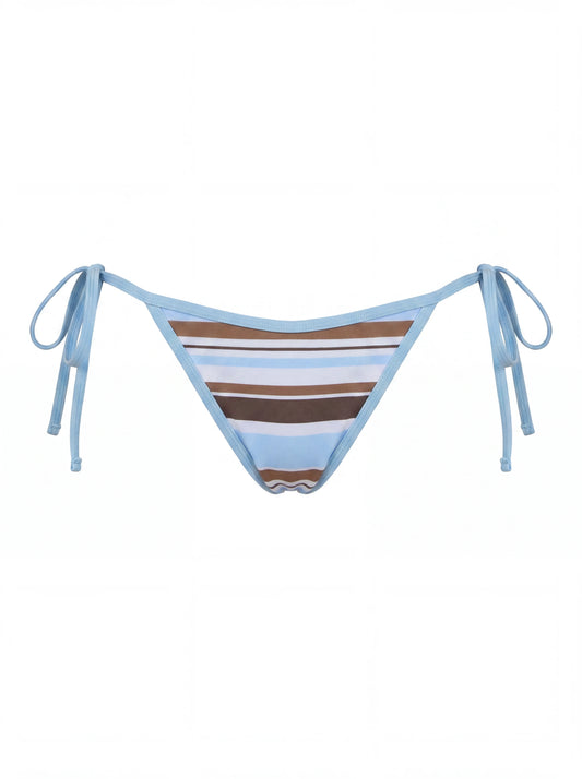 bikini tipo braga clasica rayas azul y marron